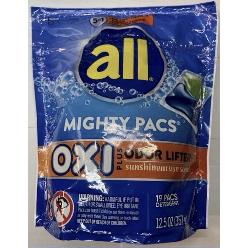 all Mighty Pacs OXI Plus Laundry Detergent Odor Lifter Pods 19 Count